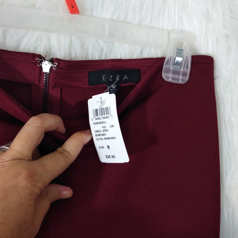 Ezra Burgundy High Low Front Slit Skirt Size M - Picture 6 of 6
